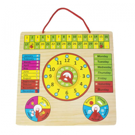 Jucarie educativa si interactiva din lemn calendar, ceas. [0]