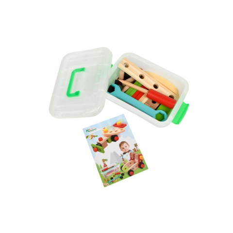 Casă, gradină și bricolaj - Jucarie educativa lemn, trusa scule+accesorii/caseta PVC cu maner