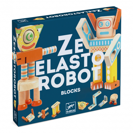 Jucării și Jocuri pentru copii - Ze Elastorobot, Set de construit roboti din lemn,  Djeco