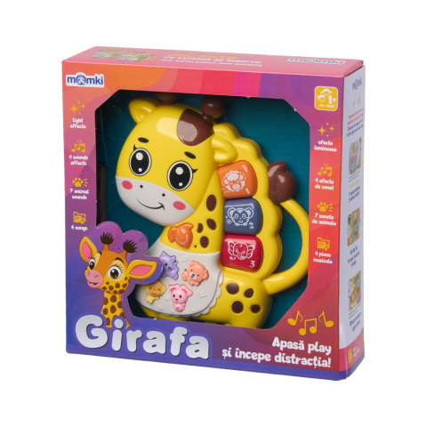Jucarie girafa cu lumini si sunete, galbena, momki [2]