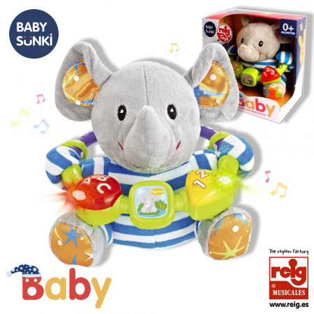Jucării și Jocuri pentru copii - Jucarie interactiva bebe cu activitati si lumini 20 cm - Elefant