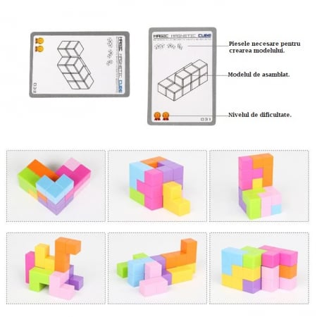 Joc logica cub magnetic Magic Magnetic Cube 3D pentru copii. [4]