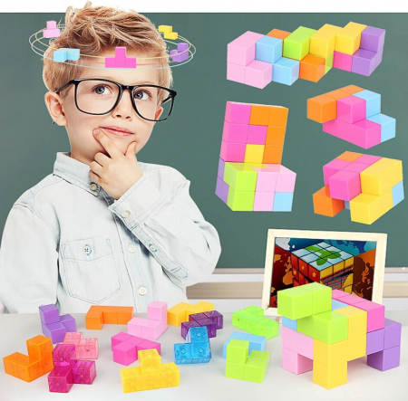 Joc logica cub magnetic Magic Magnetic Cube 3D pentru copii. [0]