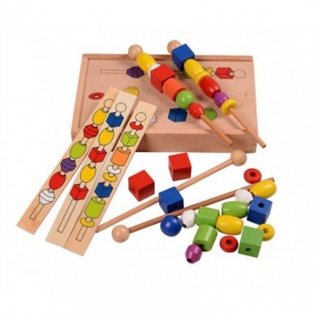 Jucarie Montessori din lemn cu bile si bete, forme geometrice. [0]