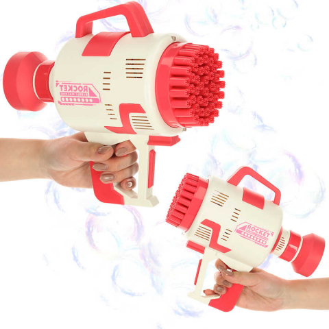 Pistol Baloane Sapun, Jucari, 48 orificii, cu lumini si baterie USB, rosu [5]