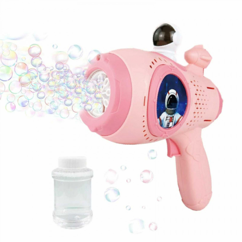Jucării și Jocuri pentru copii - Jucarie Pistol Baloane de Sapun cu lumini, 8 orificii, Spatiul cosmic