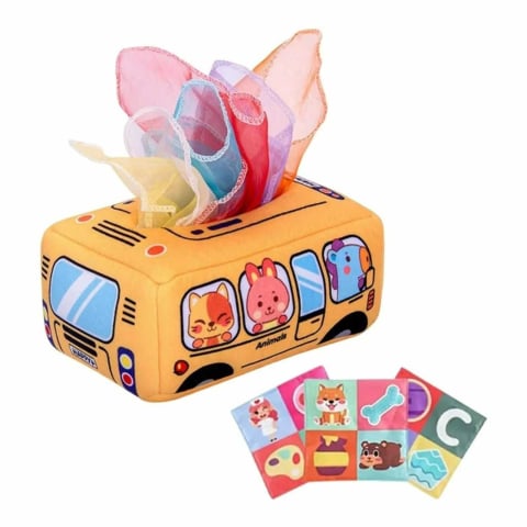 Jucarie senzoriala bebe Cutia cu batiste Montessori | Jucarie educativa 0 luni+ [8]