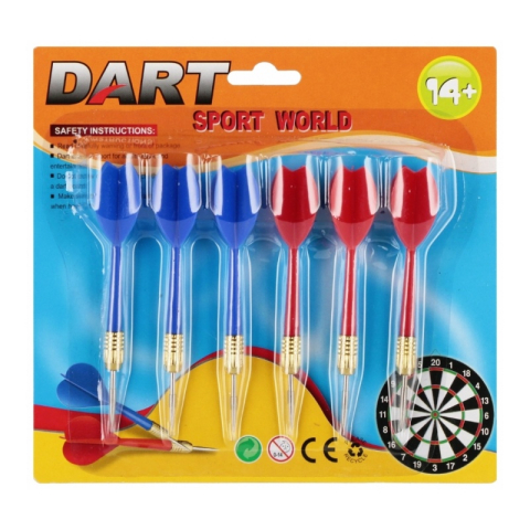 Jucării și Jocuri pentru copii - Jucarie set 6 sageti metalice darts MegaCreative 572048, 19x18x2cm, +14ani