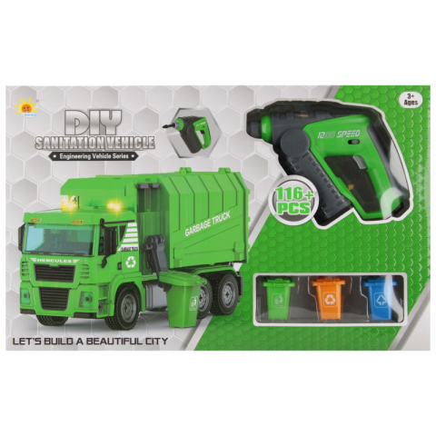 Jucării și Jocuri pentru copii - Jucarie set camion gunoi + accesorii, 45x28x10cm, MegaCreative, 543858