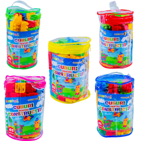 Jucării și Jocuri pentru copii - Jucarie set cuburi pentru constructie RT, 65 de piese, plastic, 16065