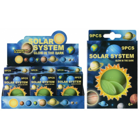 Jucarie set forme planete fosforescente MegaCreative 571410, 3-10cm, set 9 buc, pvc, +3ani [1]
