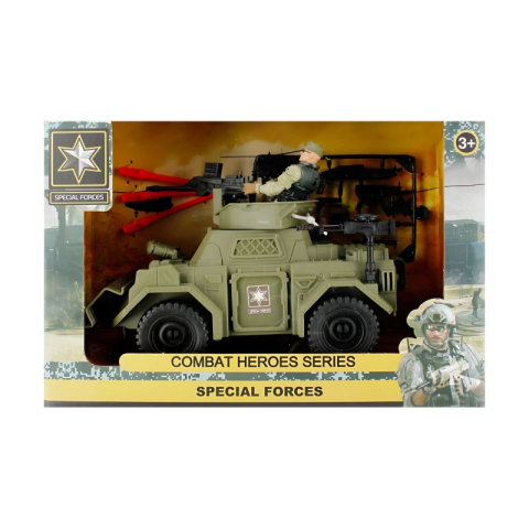 Jucării și Jocuri pentru copii - Jucarie set masina militara cu soldat si accesorii (turela) MegaCreative 502155, 21x12x9cm, +3ani
