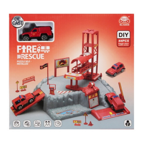 Jucării și Jocuri pentru copii - Jucarie set parcare Pompieri MegaCreative 573972, masina+accesorii, 26x24x7cm, pvc, +3ani