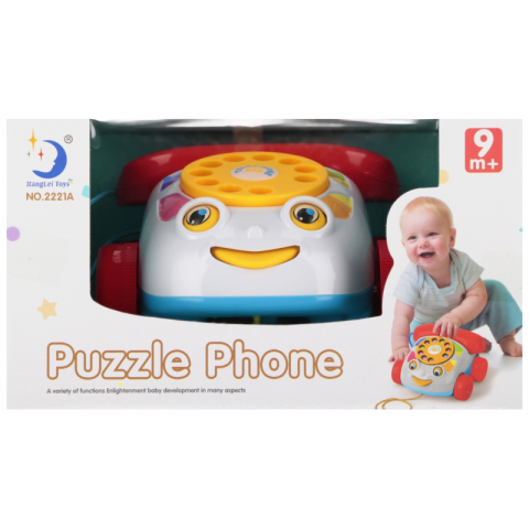 Laptop, Tablete & Telefoane - Jucarie telefon puzzle cu sfoara, 8cm, 9+ luni, Mega Creative 545212