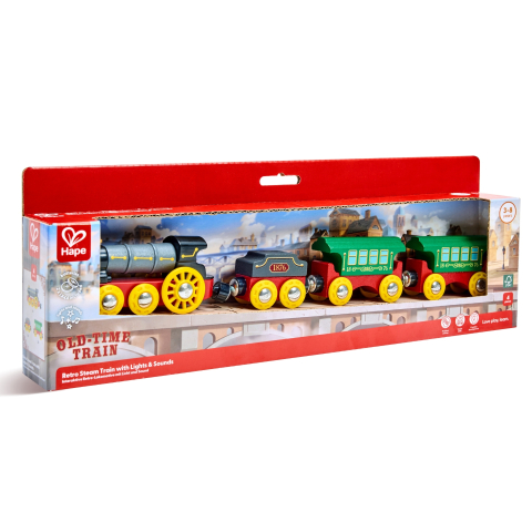 Jucării și Jocuri pentru copii - Jucarie - Tren cu aburi retro cu lumini si sunete varsta 2 ani+,3 ani+,6 ani+,8 ani+