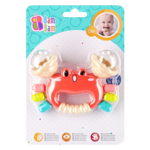 Jucării și Jocuri pentru copii - Jucarie zornaitoare crab BamBam 569044, 13x10x5cm, +0luni