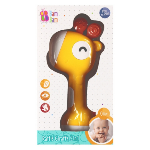 Jucării și Jocuri pentru copii - Jucarie zornaitoare girafa BamBam 570578, 9x20x3cm, +0luni