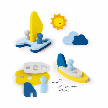 Jucarii de baie copii rezistente la apa - Jucarii de baie din spuma, Navigatorii, Quut Toys, 2-7 ani