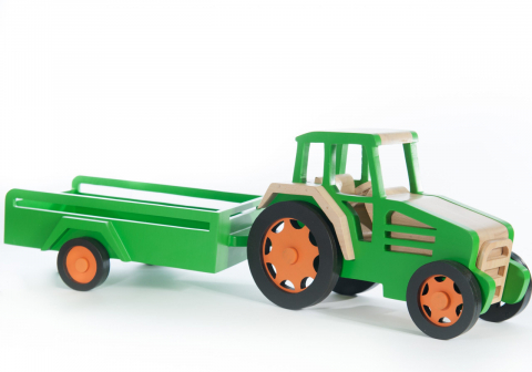 Jucării și Jocuri pentru copii - Jucarii Montessori Tractor cu remorca, Marc toys