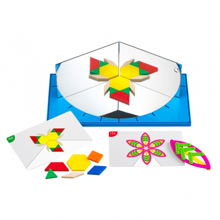 Jucării STEM, Știință şi Experimente - Junior Geoland, set STEM cu oglinzi si sabloane geometrice, 3-10 ani