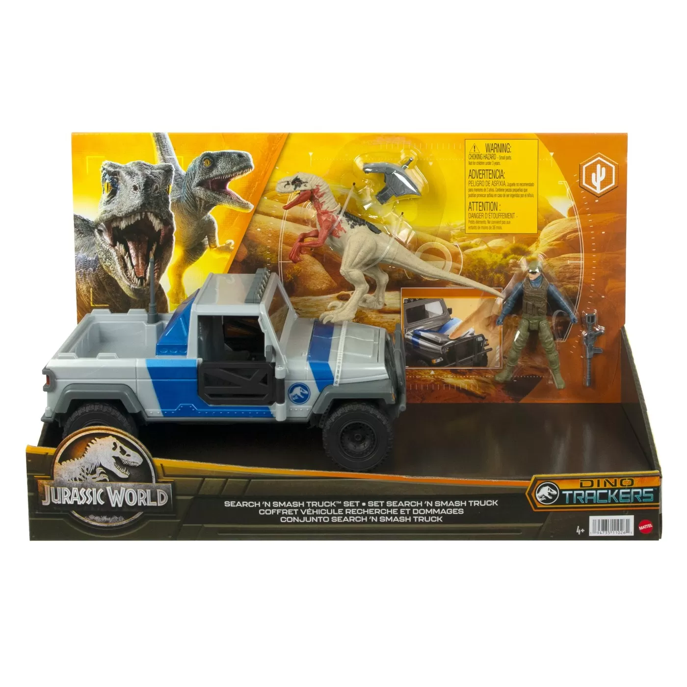 Jucării și Jocuri pentru copii - Jurassic world dino trackers set camioneta search and smash si dinozaur atrociraptor, varsta de la 4 ani la 8 ani