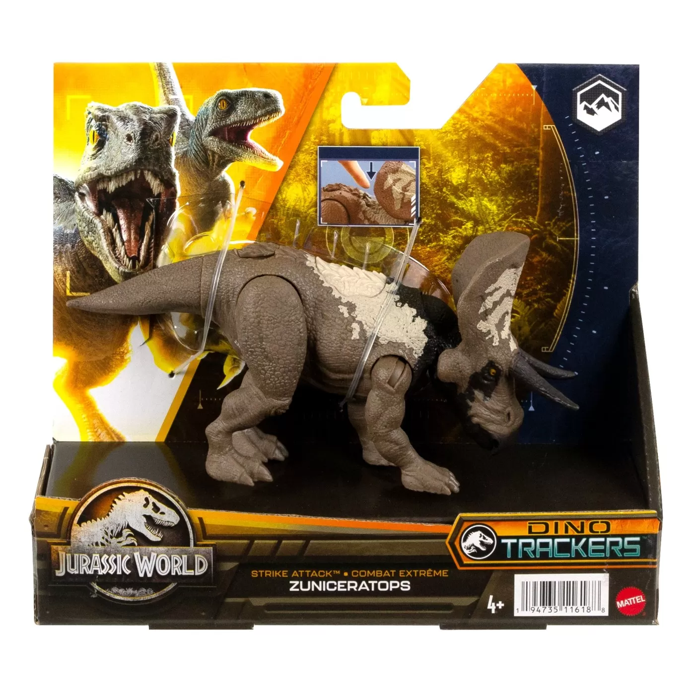 Jocuri de rol - Jurassic world dino trackers strike attack dinozaur zuniceratops, varsta de la 4 ani la 12 ani