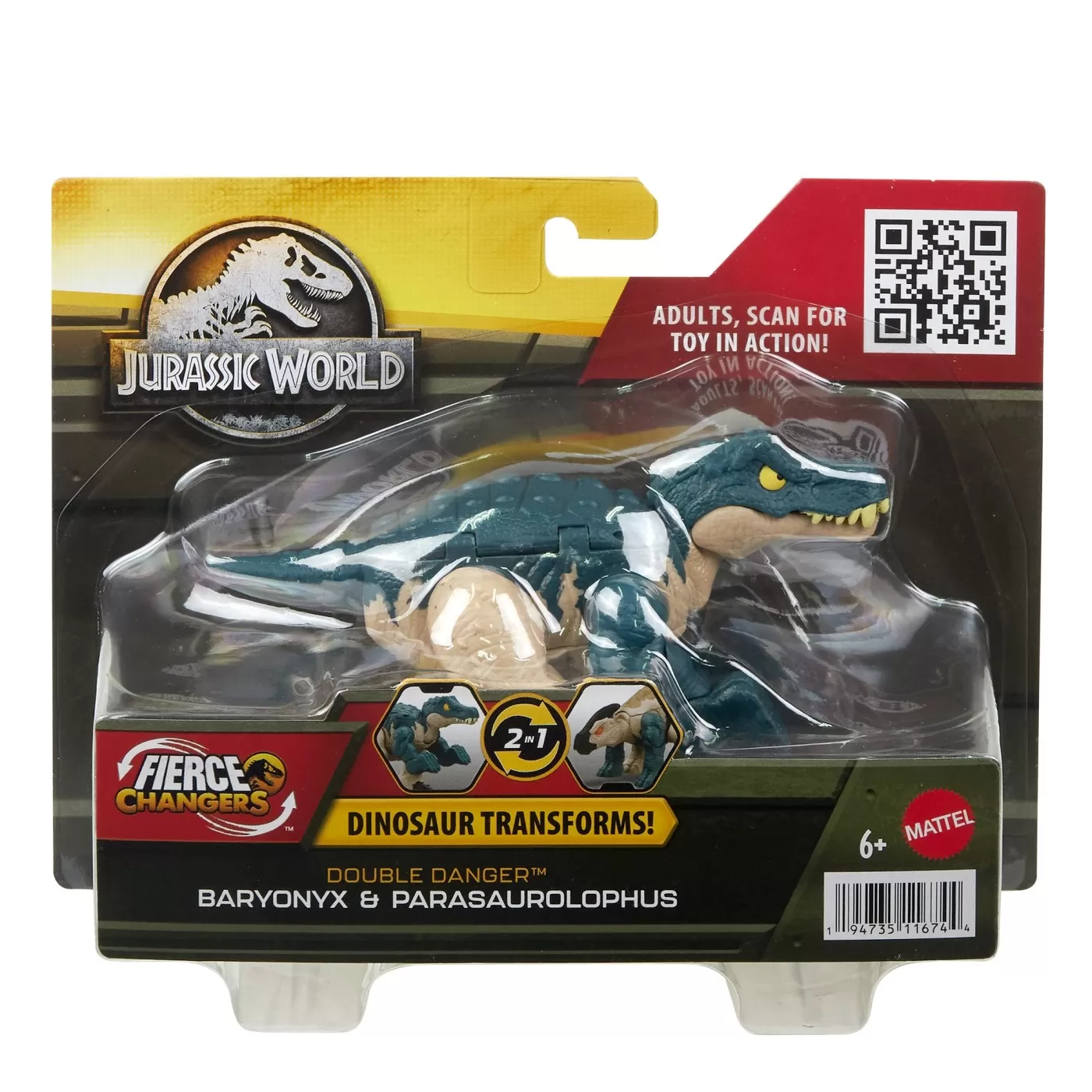 Jucării și Jocuri pentru copii - Jurassic world fierce changers double danger dinozaur transformabil baryonyx si parasaurolophus, varsta de la 6 ani la 12 ani