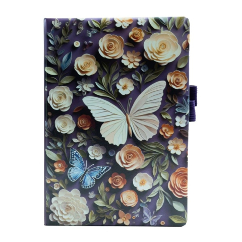Jurnal A5 CNX 6600-35, 160 pagini, fluturi, coperta carton, cu suport de pix [2]