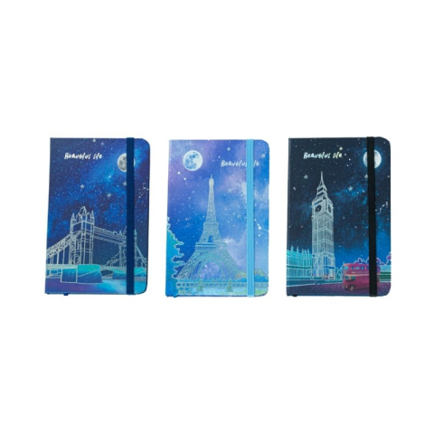 Agende, Jurnale și Carnețele Copii - Jurnal A6 CNX 5702-14, 160 pagini, orase europene, coperta carton, cu elastic
