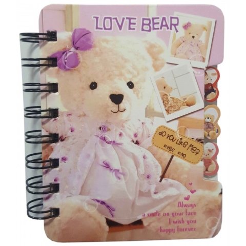 Agende, Jurnale și Carnețele Copii - Jurnal A6 CNX Love Bear XQ-014, 108 pagini, coperta carton, cu spira