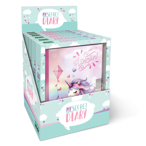Cărți Educative, Activități - Jurnal Pretty Unicorn, cu cutie cadou, 80 de pagini, 13 x 18 cm (6 buc/display), copii varsta 5 ani+,8 ani+