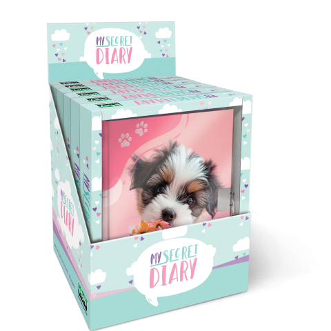 Cărți Educative, Activități - Jurnal Puppy, cu cutie cadou, 80 de pagini, 13 x 18 cm (6 buc/display), copii varsta 5 ani+,8 ani+