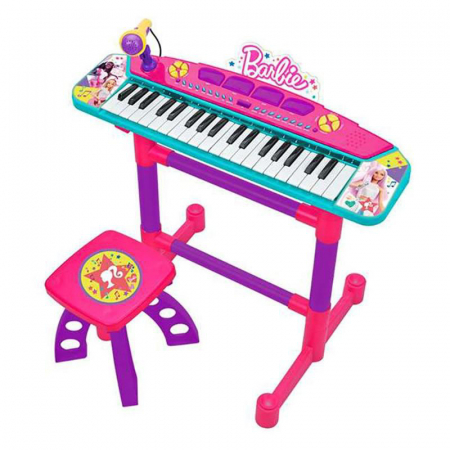 Jocuri de rol - Orga electronica cu microfon si scaunel Barbie, Keyboard Electronic Reig Musicales, de jucarie