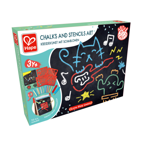 Art & Craft si Artizanat - Kit desene cu creta pentru copii - 22 piese, copii varsta 3 ani+,6 ani+