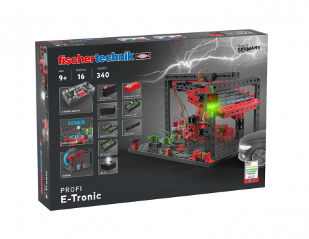 Jucării STEM, Știință şi Experimente - Kit STEM E-Tronic, Set de construit, 340 piese, Fischertechnik, varsta 9+ ani, Baiat, Fata