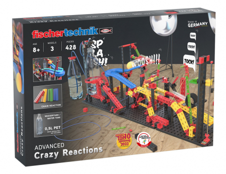 Jucării STEM, Știință şi Experimente - Kit STEM Reactii in lant traznite, Set de constructie, 428 piese, Fischertechnik, varsta 6 - 9, 9+ ani, Baiat