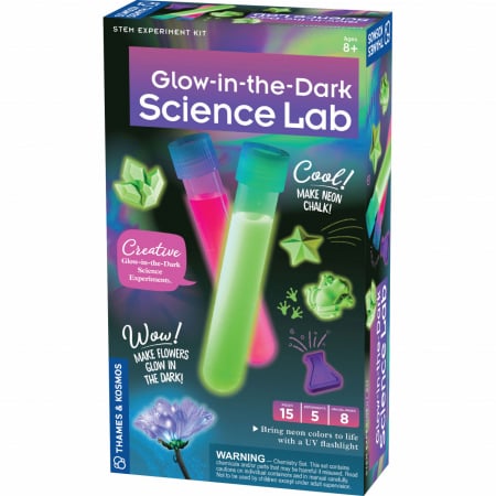 Jucării STEM, Știință şi Experimente - Kit STEM Stralucire in intuneric, lanterna UV si pigmenti luminosi