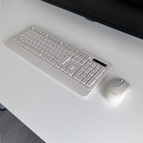 Kit tastatură și mouse fără fir Tellur Green, 2.4GHz, nano receiver, crem [2]