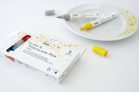 KREUL Glass & Porcelain Pen Glitter Medium 5/set [3]