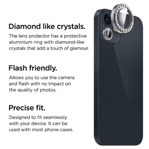 Laptop, Tablete & Telefoane - La Lumiere Folie Sticla Camera Diamond Lens iPhone 15 / 15 Plus Argintiu