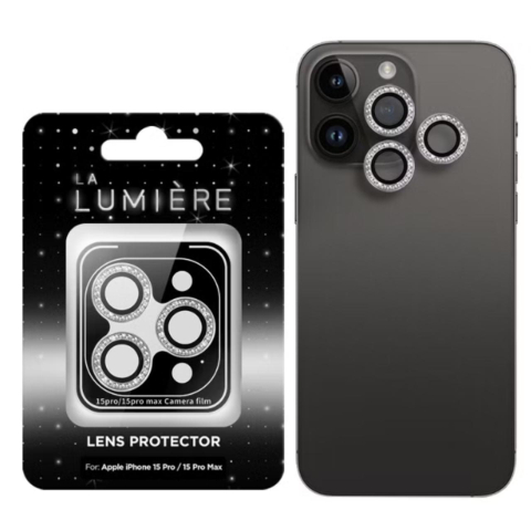 La Lumiere Folie Sticla Camera Diamond Lens iPhone 15 Pro / 15 Pro Max Argintiu [1]