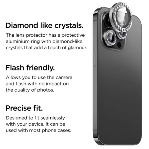 Laptop, Tablete & Telefoane - La Lumiere Folie Sticla Camera Diamond Lens iPhone 15 Pro / 15 Pro Max Argintiu