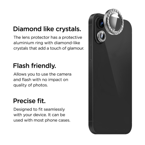 Laptop, Tablete & Telefoane - La Lumiere Folie Sticla Camera Diamond Lens iPhone 16 / 16 Plus Argintiu