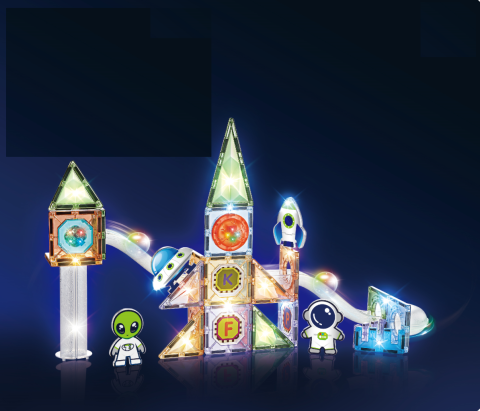 Labirint magnetic Diamond cu lumini - In spatiu 69 piese (7.5 cm) [5]