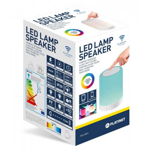 Articole pentru birou - Lampa led pentru birou Platinet PDLSB01 / 43518, 0.5W, cu boxa Bluetooth, schimbare culoare la atingere, 12.7cm