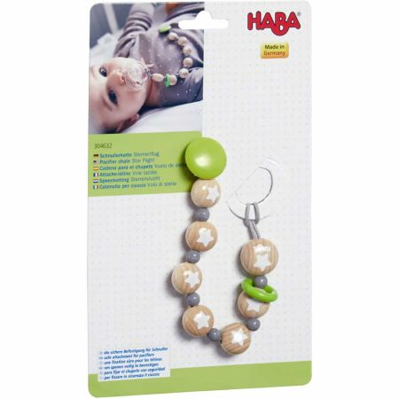 Lant de siguranta pentru suzeta, lemn colorat, Stele - Micostore.ro [2]