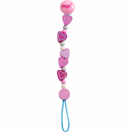 Lichidare stoc - Totul la 9.90 Lei - Lant de siguranta pentru suzeta, Inimioare, Roz - Micostore.ro