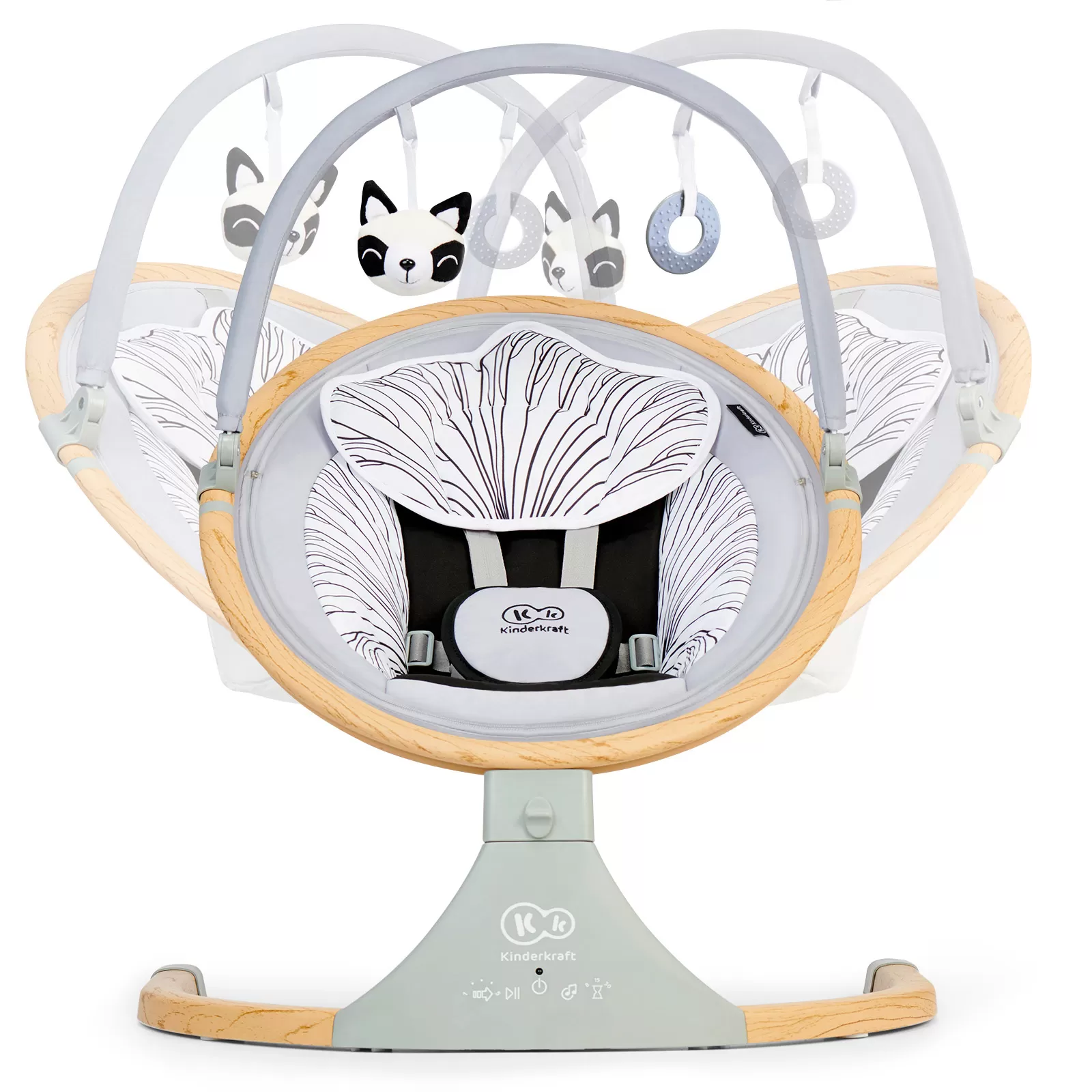 Leagan electric 2 in 1 kinderkraft lumi, grey, varsta de la 0 luni la 9 luni [9]