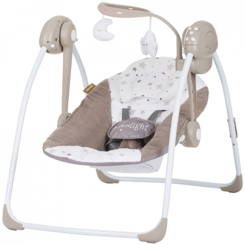 Jucării și Jocuri pentru copii - Leagan electric Chipolino Moonlight macadamia