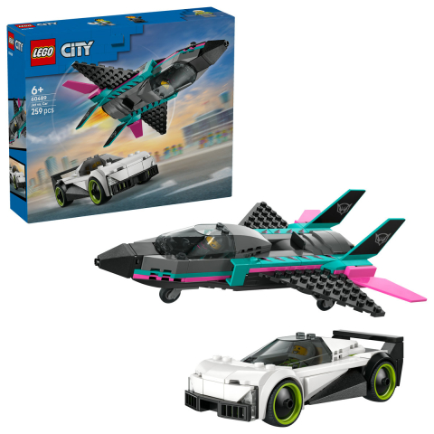LEGO City - LEGO City  Avion cu reacție vs mașină, copiii varsta  6 + ani